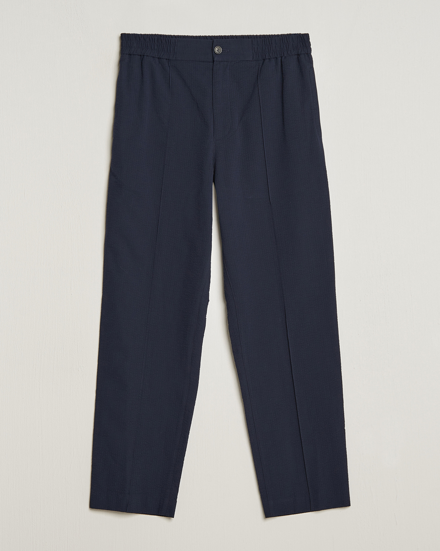 Herre | Bukser | A.P.C. | Joaquin Seersucker Drawstring Trousers Dark Navy