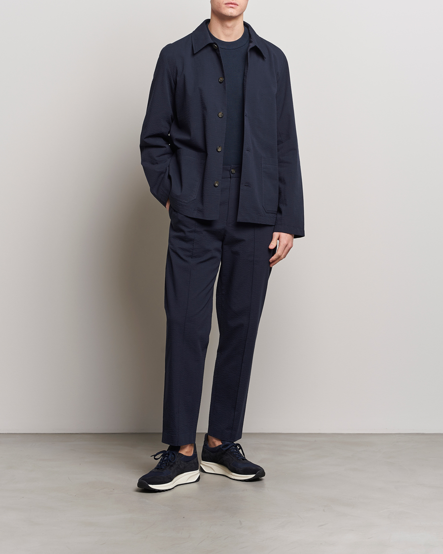 Herre | Bukser | A.P.C. | Joaquin Seersucker Drawstring Trousers Dark Navy