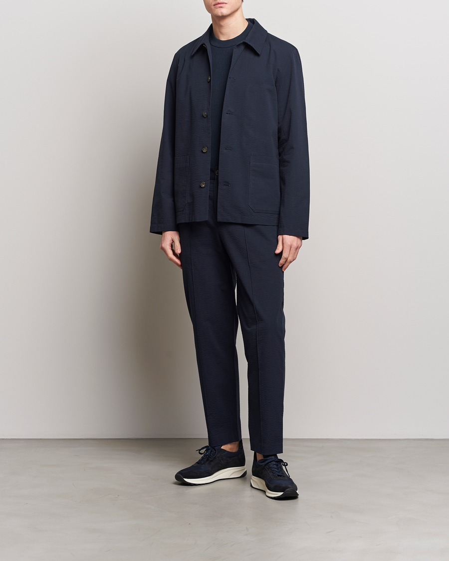 Herre | Skjorter | A.P.C. | Brest Seersucker Overshirt Dark Navy
