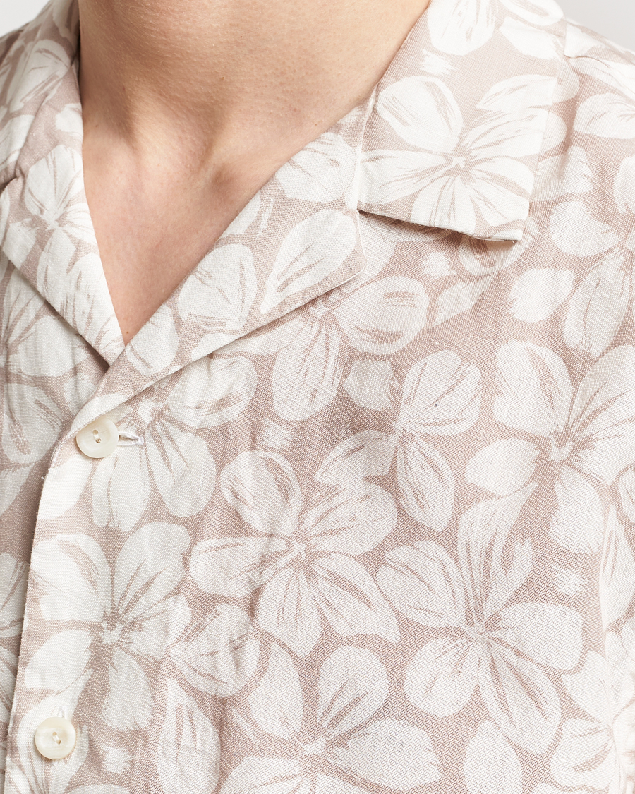Herre | Skjorter | Eton | Printed Floral Linen Resort Shirt Beige