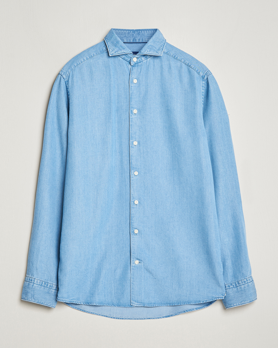 Herre | Skjorter | Eton | Slim Fit Denim Tencel Shirt Blue