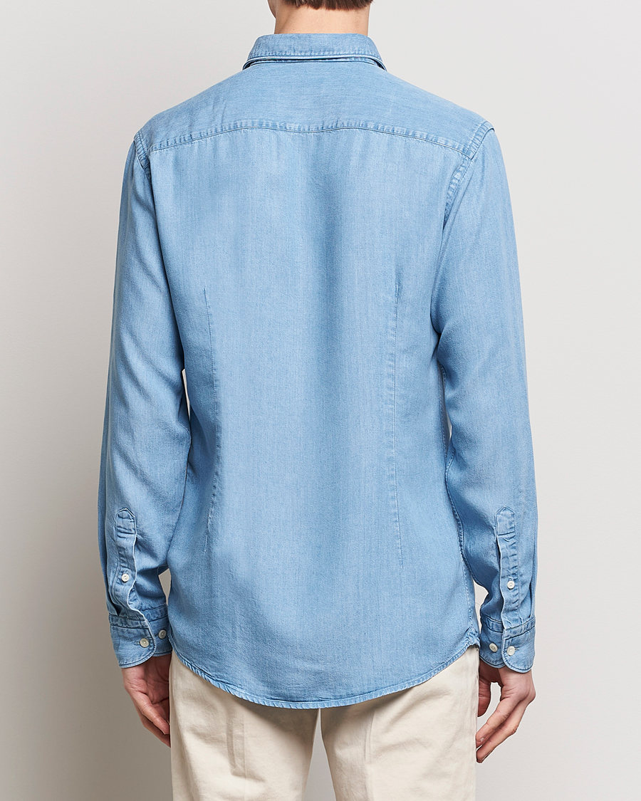 Herre | Skjorter | Eton | Slim Fit Denim Tencel Shirt Blue