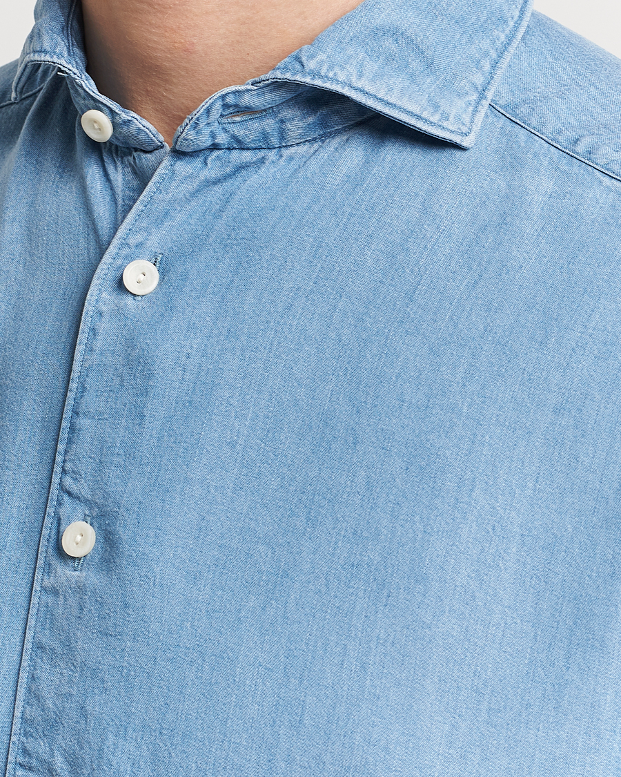 Herre | Skjorter | Eton | Slim Fit Denim Tencel Shirt Blue