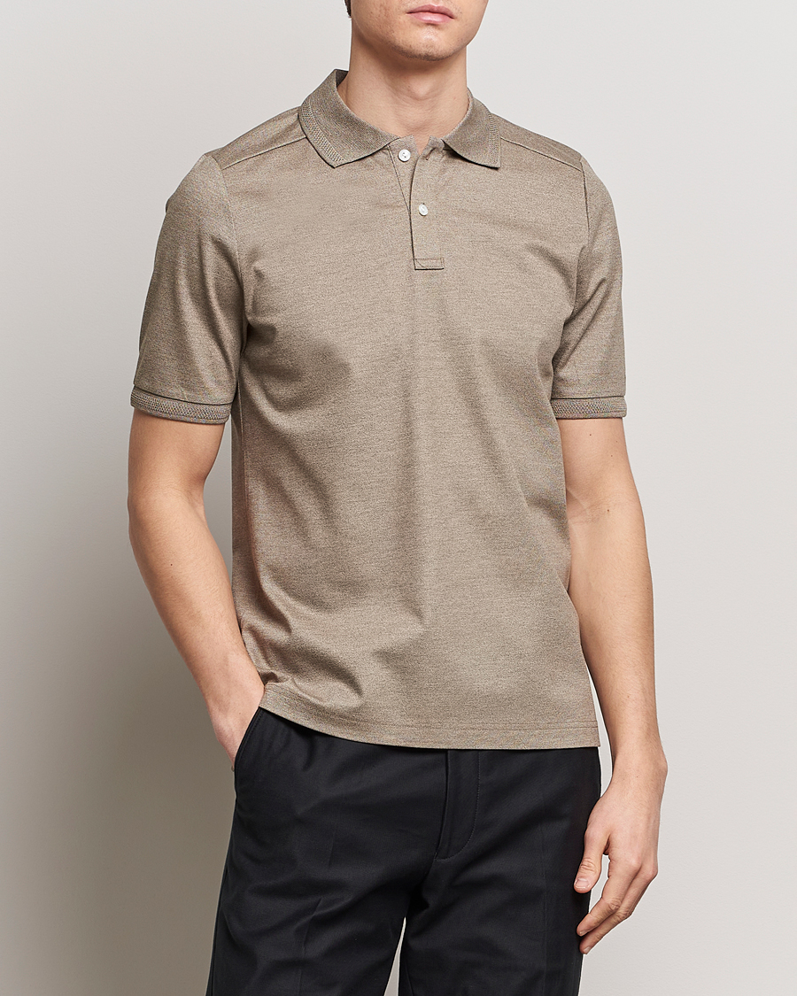 Herre | Business & Beyond | Eton | Pique Polo Shirt Beige