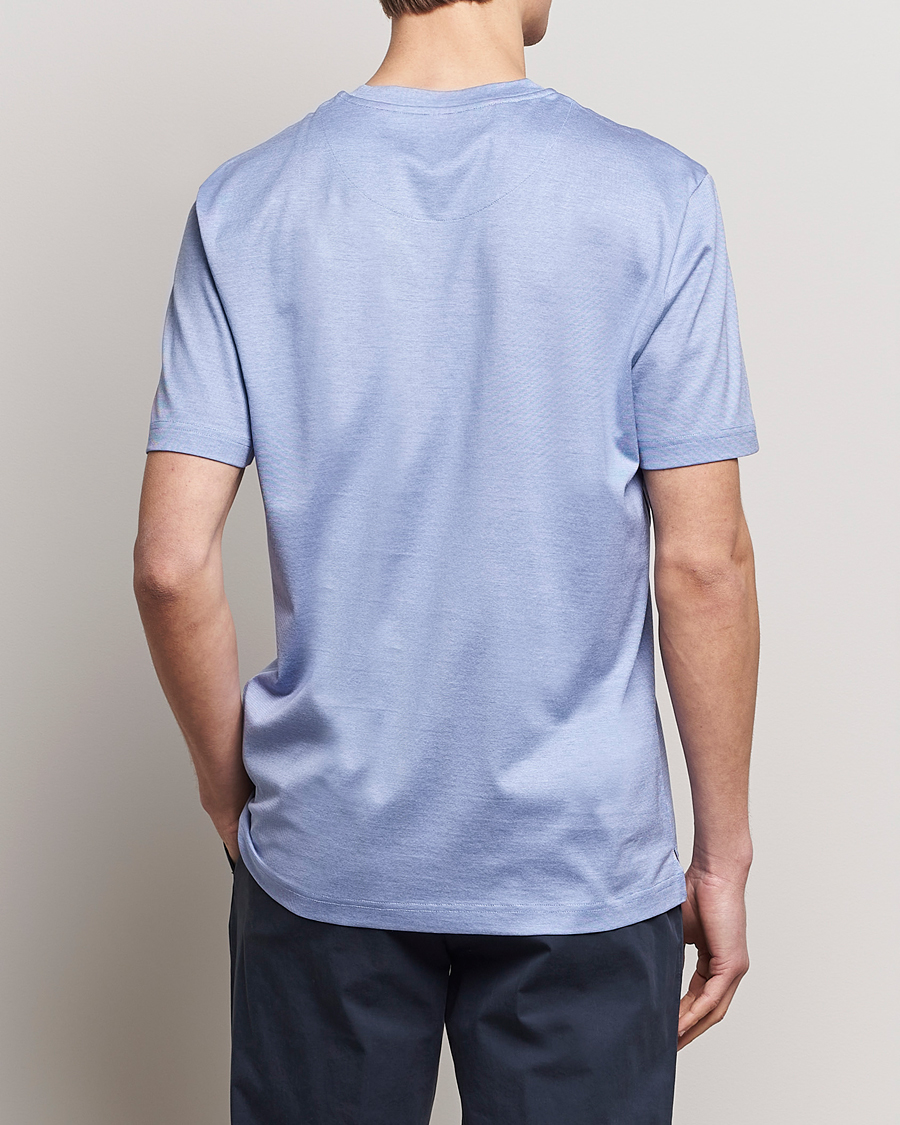 Herre | T-Shirts | Eton | Mercerized Jersey Crew Neck T-Shirt Mid Blue