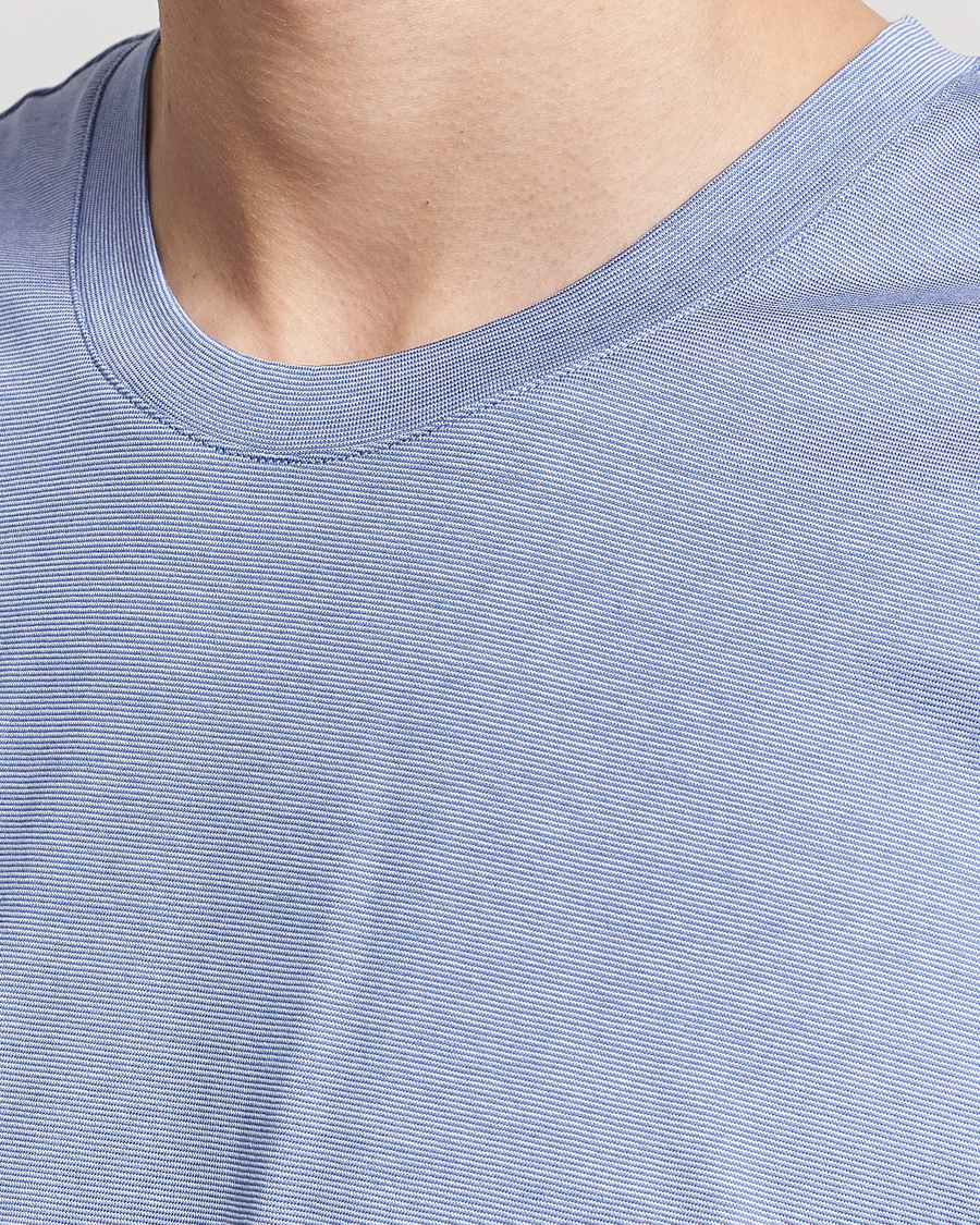 Herre | T-Shirts | Eton | Mercerized Jersey Crew Neck T-Shirt Mid Blue