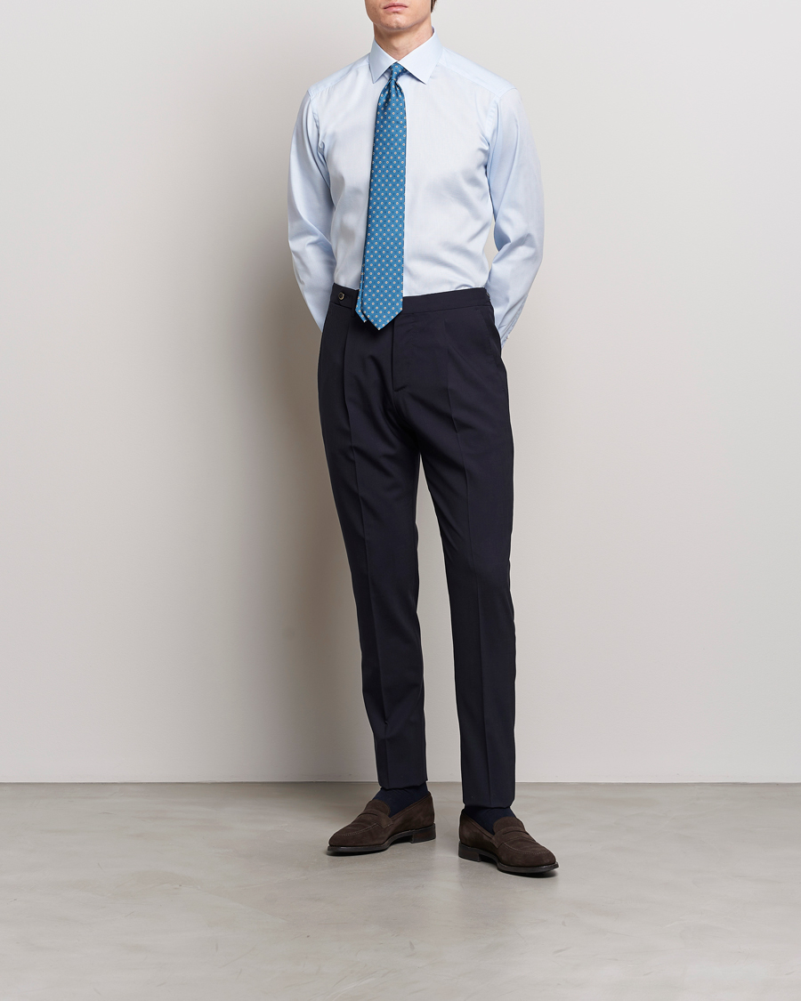 Herre | Mørk dress | Eton | Slim Fit Twill Shirt Light Blue