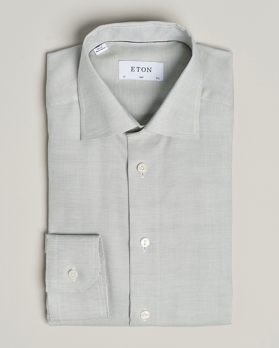 Herre | Skjorter | Eton | Slim Fit Twill Shirt Mid Green