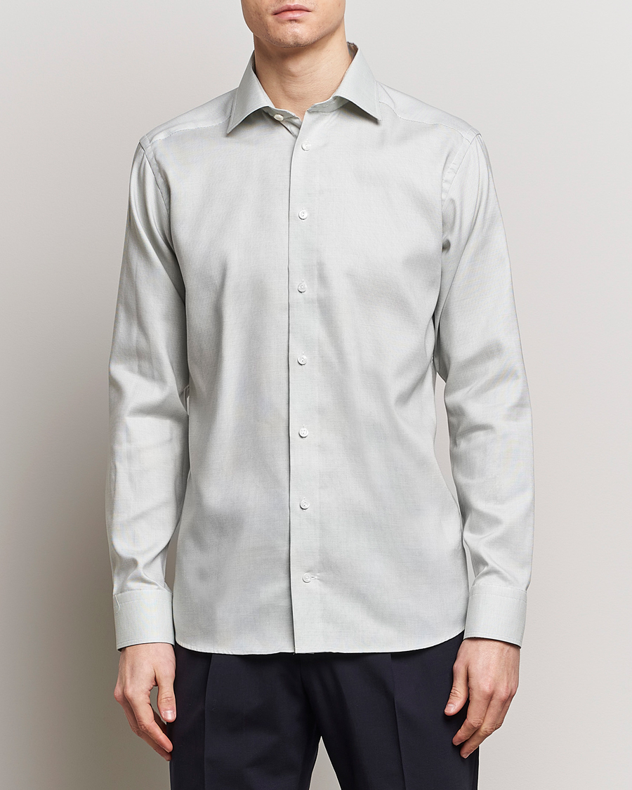 Herre | Klær | Eton | Slim Fit Twill Shirt Mid Green