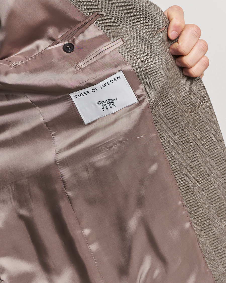 Herre | Dressjakker | Tiger of Sweden | Justin Herringbone Blazer Putty Beige