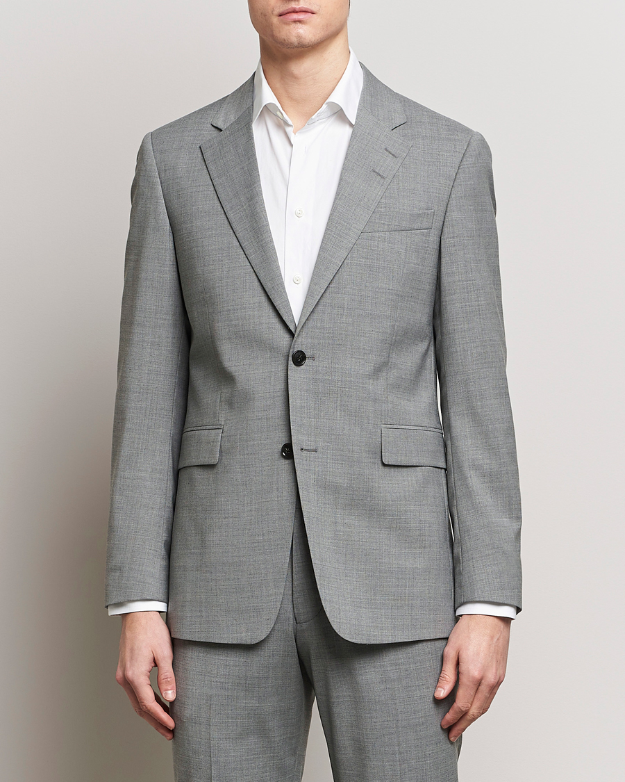 Herre | Tiger of Sweden | Tiger of Sweden | Justin Wool Travel Suit Blazer Grey Melange