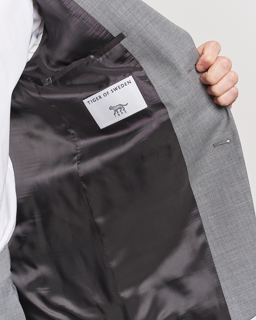 Herre | Dressjakker | Tiger of Sweden | Justin Wool Travel Suit Blazer Grey Melange
