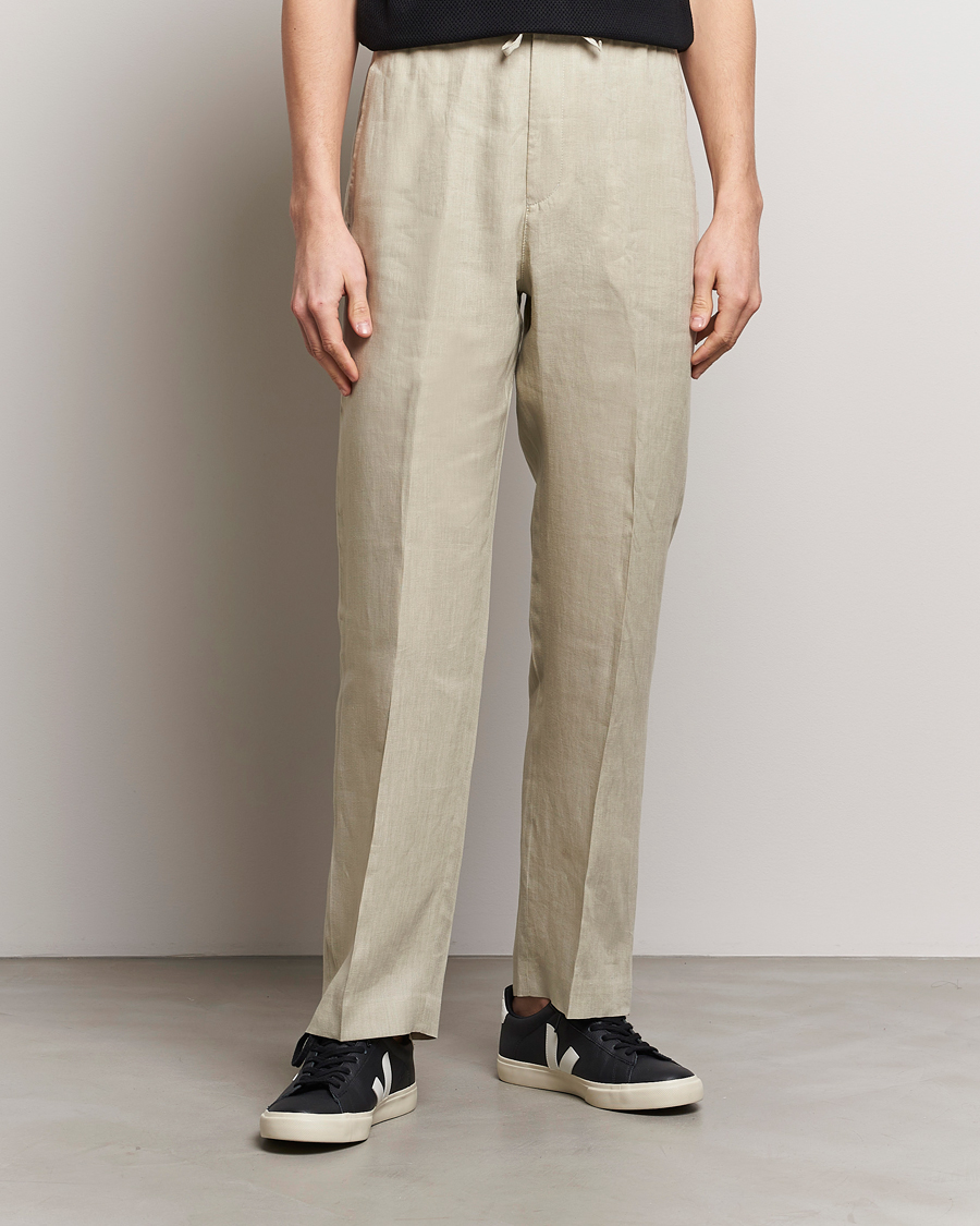 Men |  | Tiger of Sweden | Iscove Linen Drawstring Trousers Dawn Misty