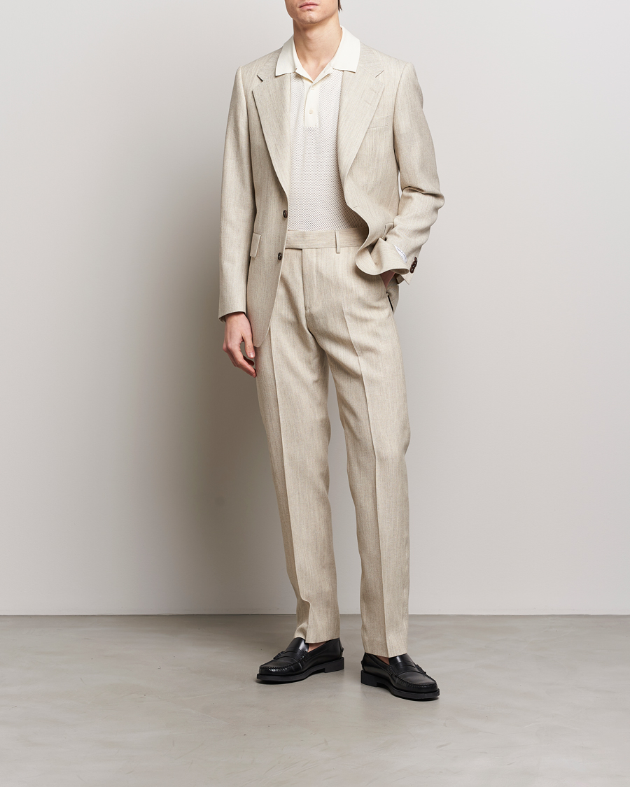 Herre | Bukser | Tiger of Sweden | Tenser Wool/Linen Canvas Trousers Natural White