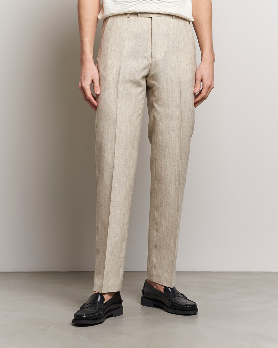 Herre | Business & Beyond | Tiger of Sweden | Tenser Wool/Linen Canvas Trousers Natural White