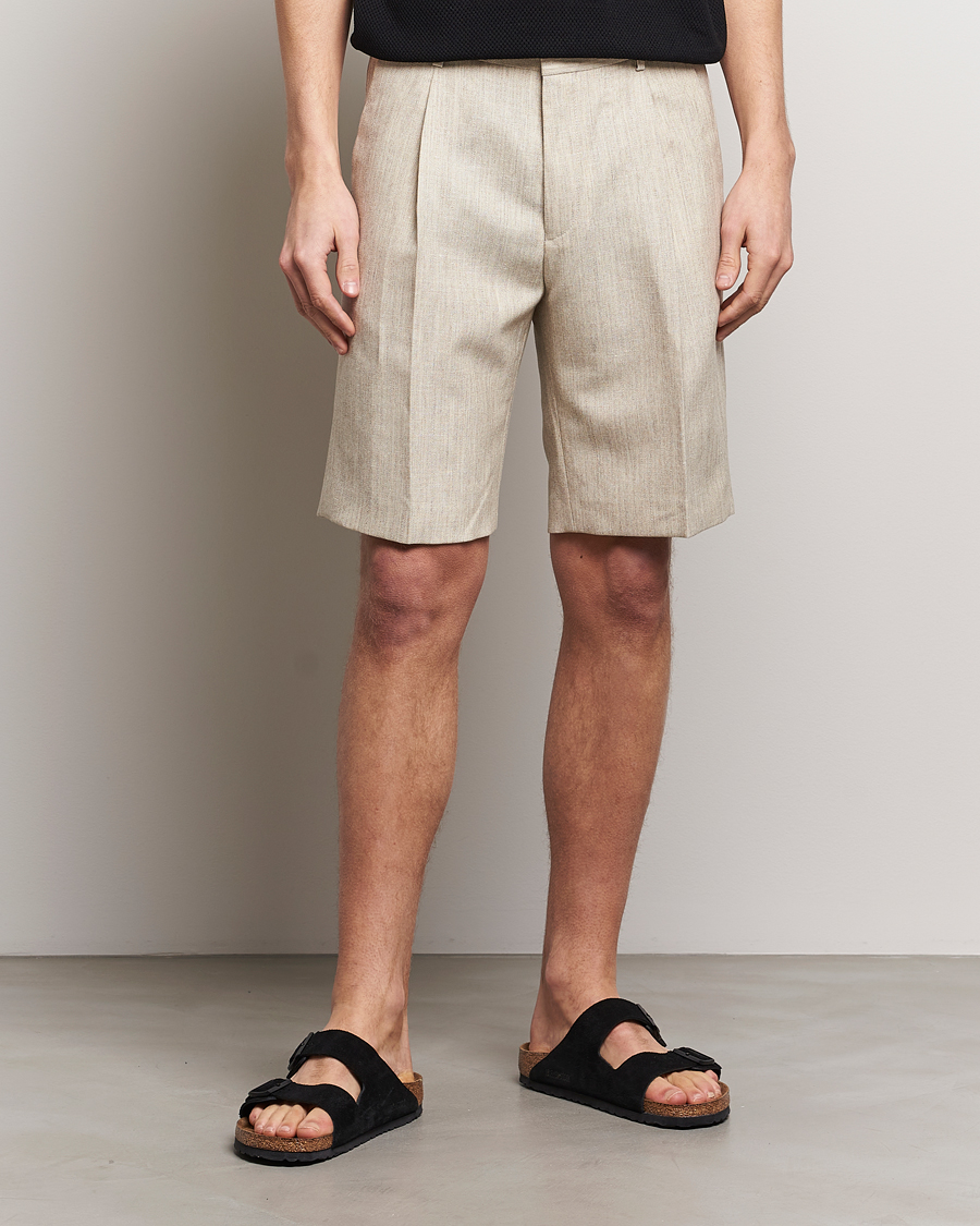 Herre | Linshorts | Tiger of Sweden | Tulley Wool/Linen Canvas Shorts Natural White