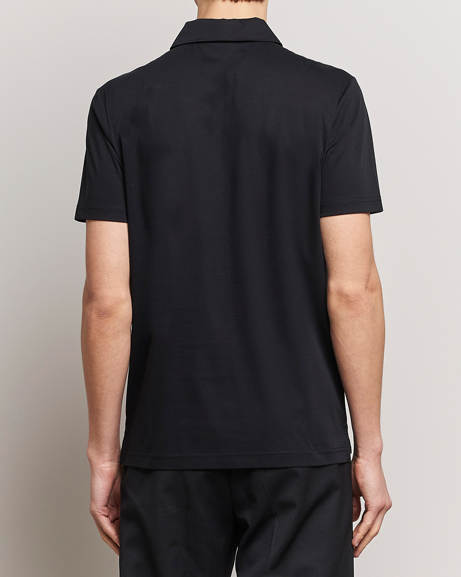 Herre | Pikéer | Tiger of Sweden | Laron Mercerized Cotton Half Zip Polo Black