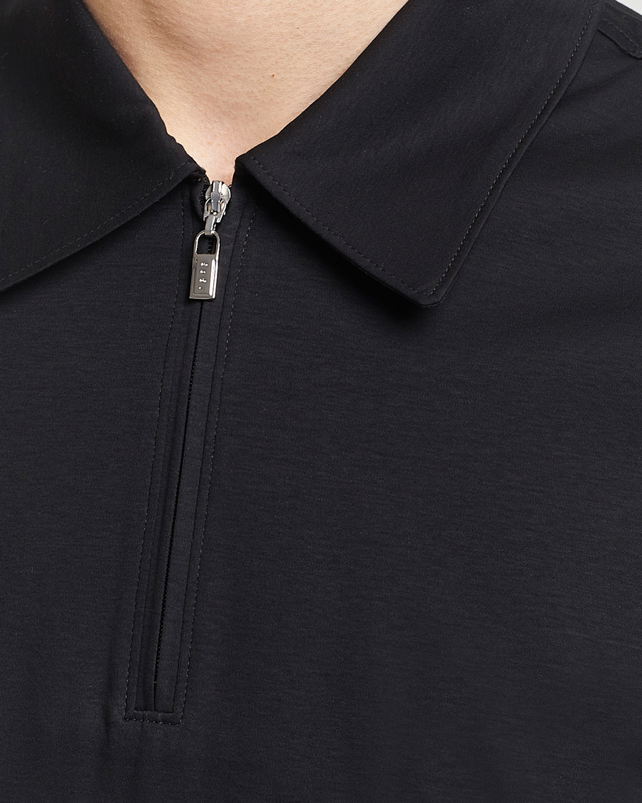 Herre | Pikéer | Tiger of Sweden | Laron Mercerized Cotton Half Zip Polo Black