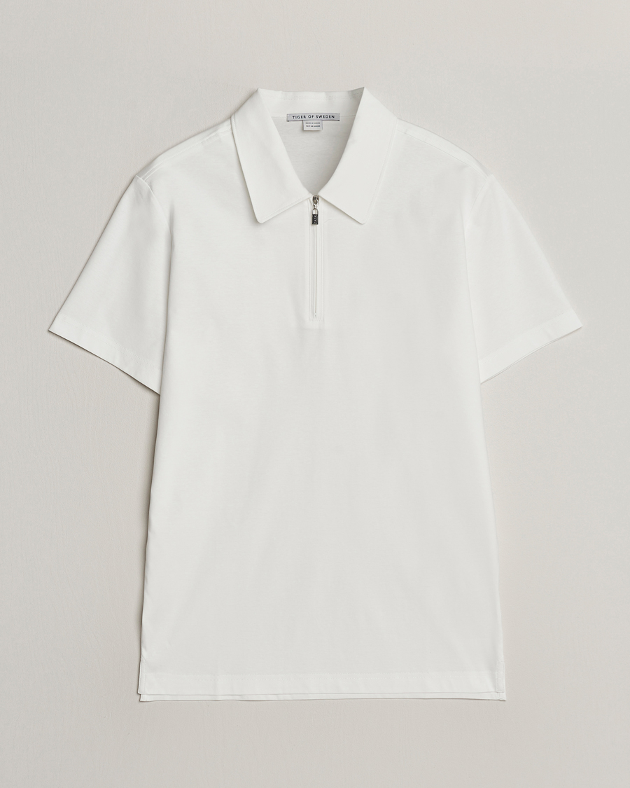 Herre | Pikéer | Tiger of Sweden | Laron Mercerized Cotton Half Zip Polo Summer Snow