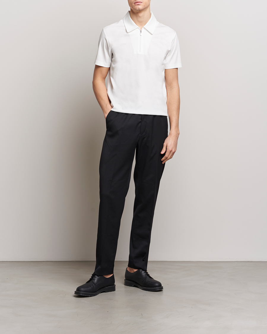 Herre | Pikéer | Tiger of Sweden | Laron Mercerized Cotton Half Zip Polo Summer Snow