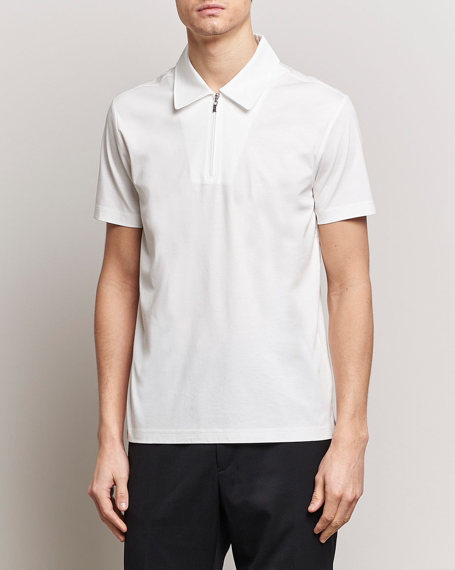 Herre |  | Tiger of Sweden | Laron Mercerized Cotton Half Zip Polo Summer Snow