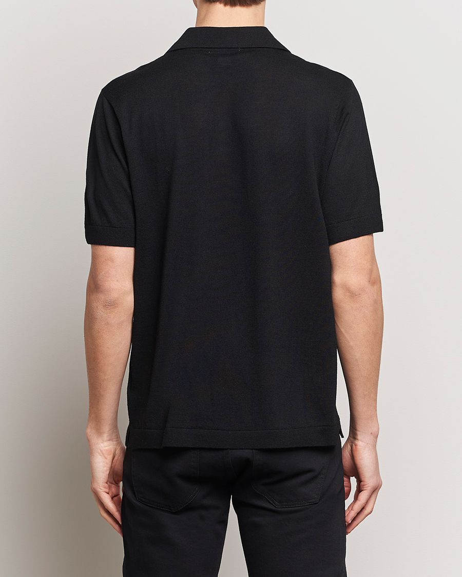 Herre | Pikéer | Tiger of Sweden | Beker Knitted Merino Open Collar Polo Black