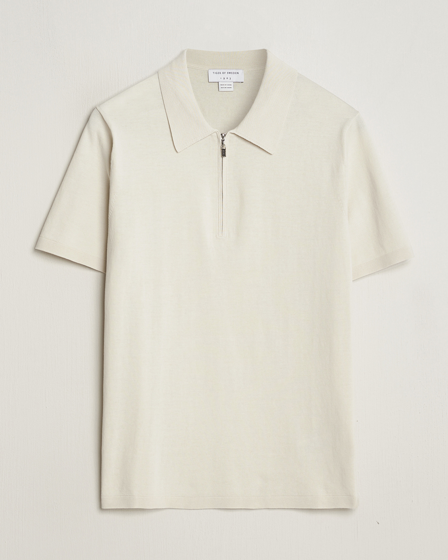 Herre | Pikéer | Tiger of Sweden | Orbit Knitted Cotton Polo Off White