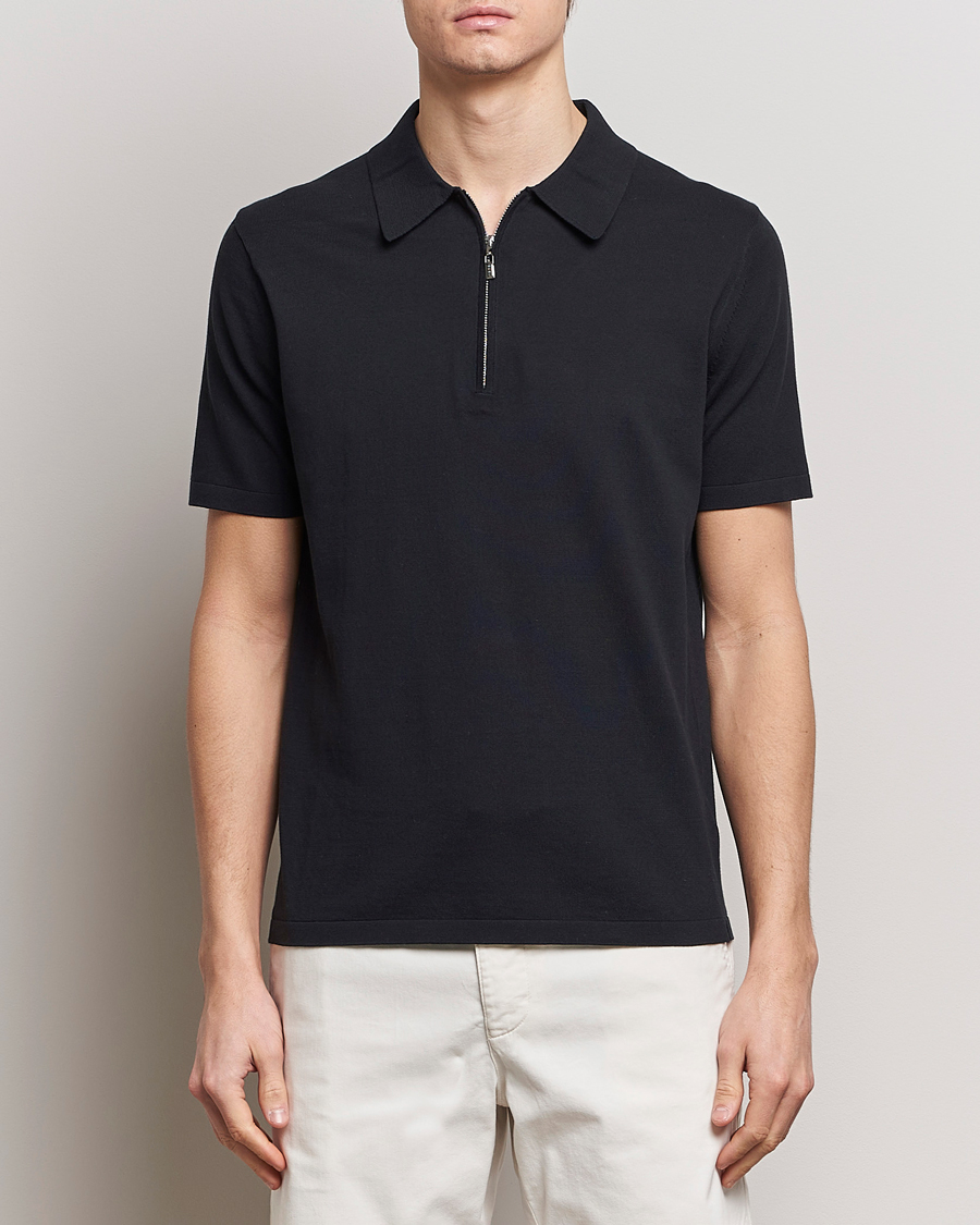 Herre | Business & Beyond | Tiger of Sweden | Orbit Knitted Cotton Polo Dark Sailing