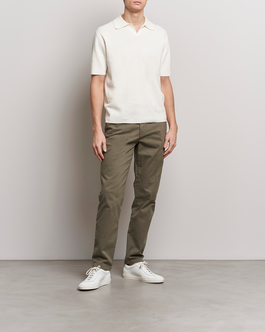 Herre | Pikéer | Tiger of Sweden | Maelon Linen/Cotton Knitted Polo Summer Snow