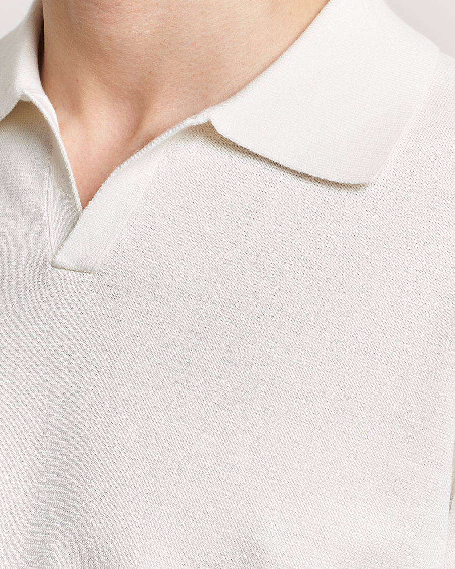 Herre | Pikéer | Tiger of Sweden | Maelon Linen/Cotton Knitted Polo Summer Snow