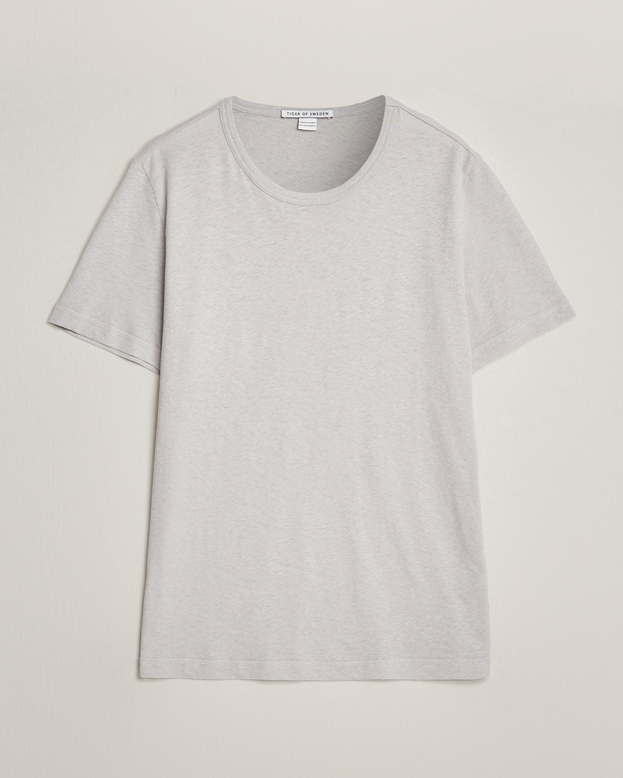 Herre | T-Shirts | Tiger of Sweden | Olaf Cotton/Linen Crew Neck T-Shirt Granite
