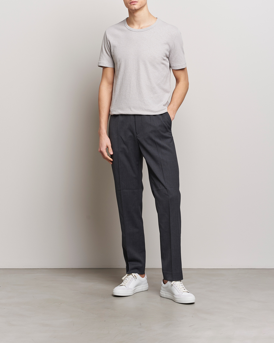 Herre | T-Shirts | Tiger of Sweden | Olaf Cotton/Linen Crew Neck T-Shirt Granite