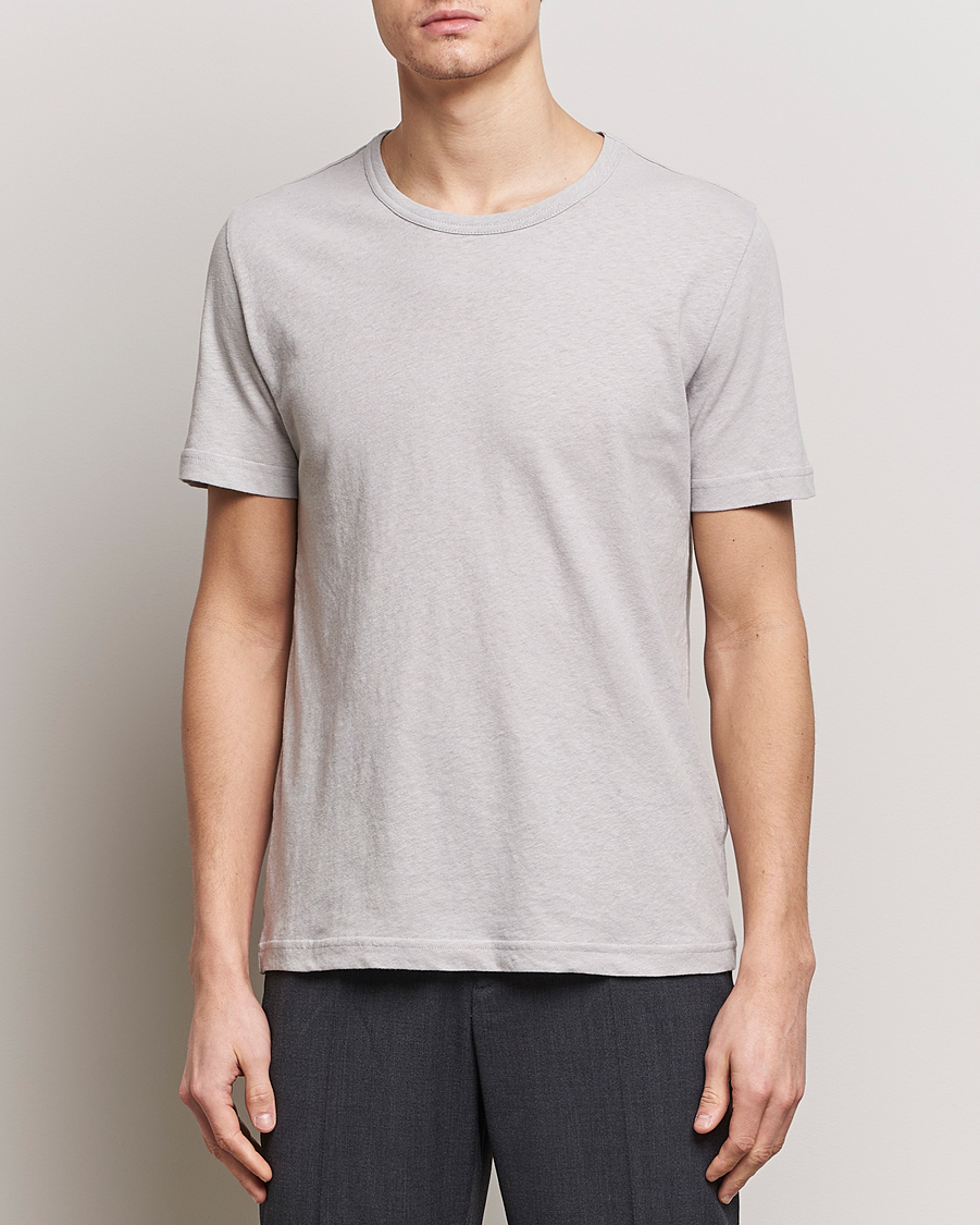 Herre | T-Shirts | Tiger of Sweden | Olaf Cotton/Linen Crew Neck T-Shirt Granite