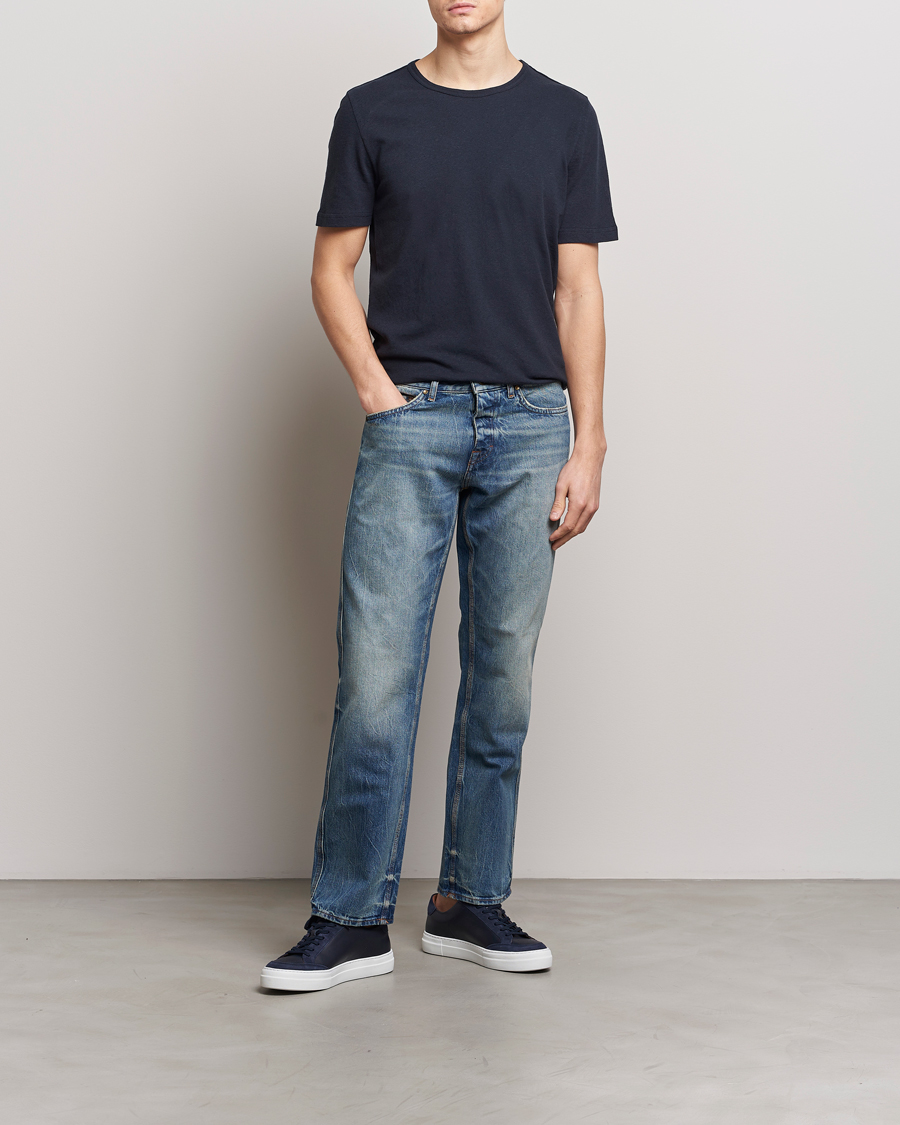 Herre | T-Shirts | Tiger of Sweden | Olaf Cotton/Linen Crew Neck T-Shirt Light Ink