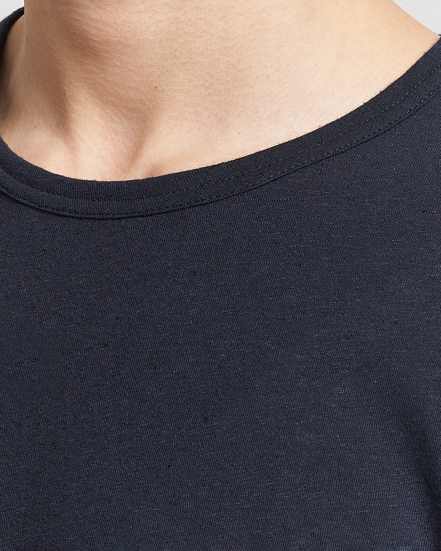 Herre | T-Shirts | Tiger of Sweden | Olaf Cotton/Linen Crew Neck T-Shirt Light Ink