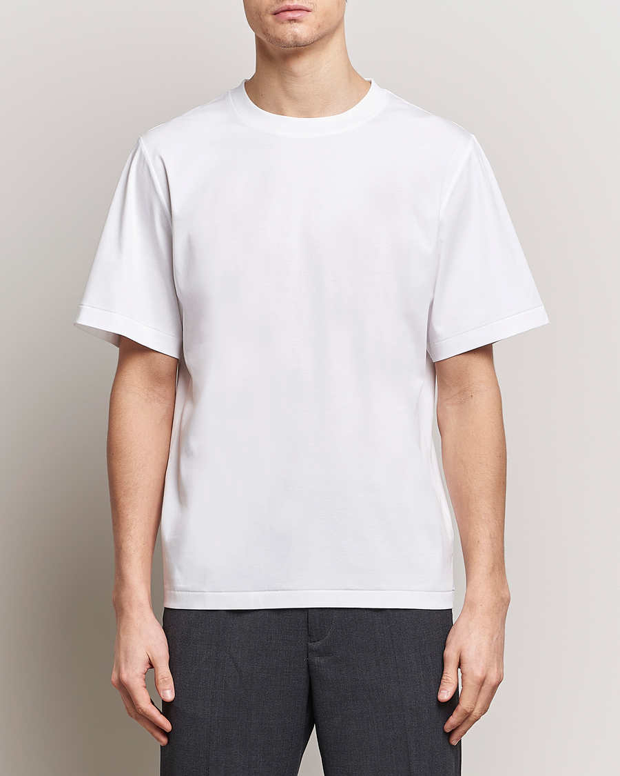 Herre | T-Shirts | Tiger of Sweden | Mercerized Cotton Crew Neck T-Shirt Pure White