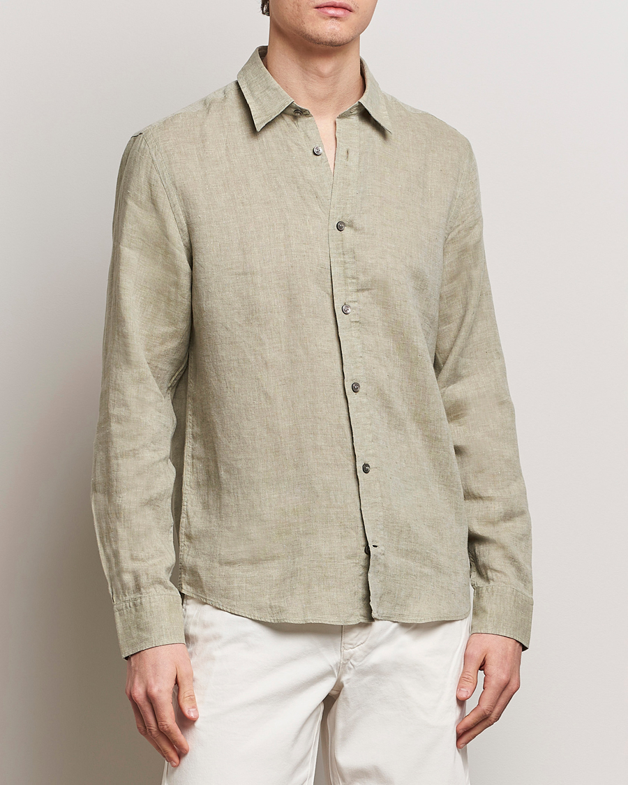 Herre | Linskjorter | Tiger of Sweden | Spenser Linen Shirt Olive Green