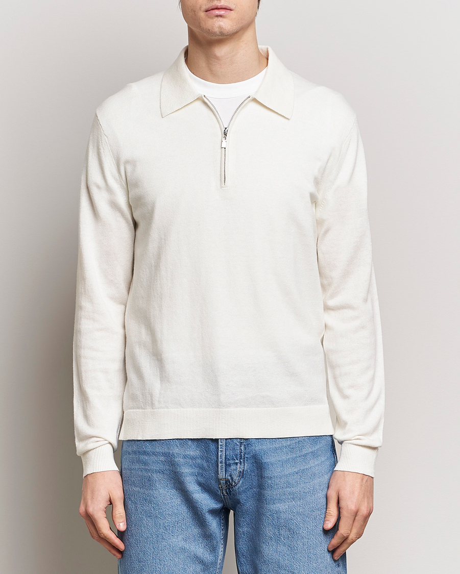 Herr | Tröjor | Tiger of Sweden | Orbit Wool/Cotton Half Zip Summer Snow