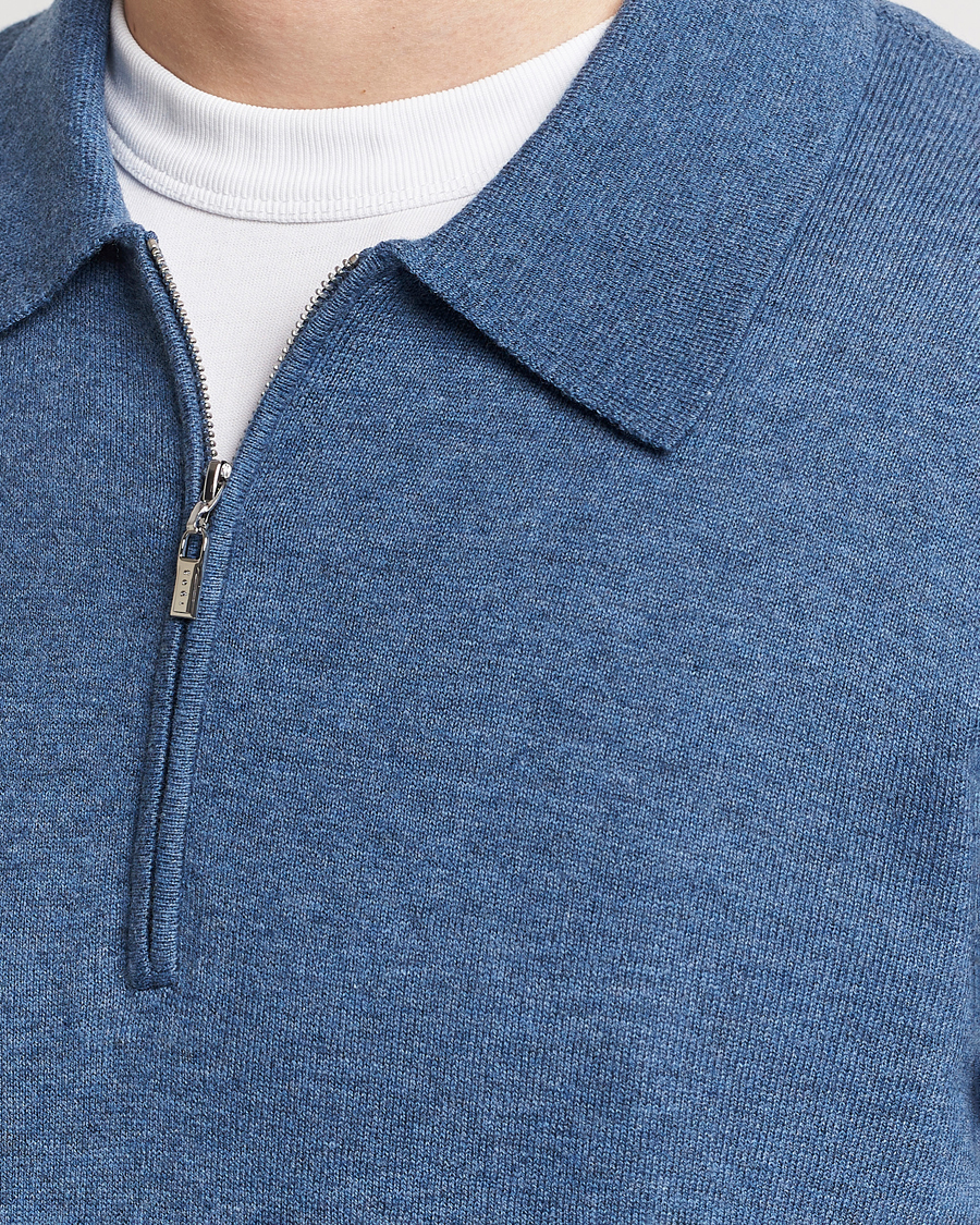 Herre | Gensere | Tiger of Sweden | Orbit Wool/Cotton Half Zip Thunder Blue