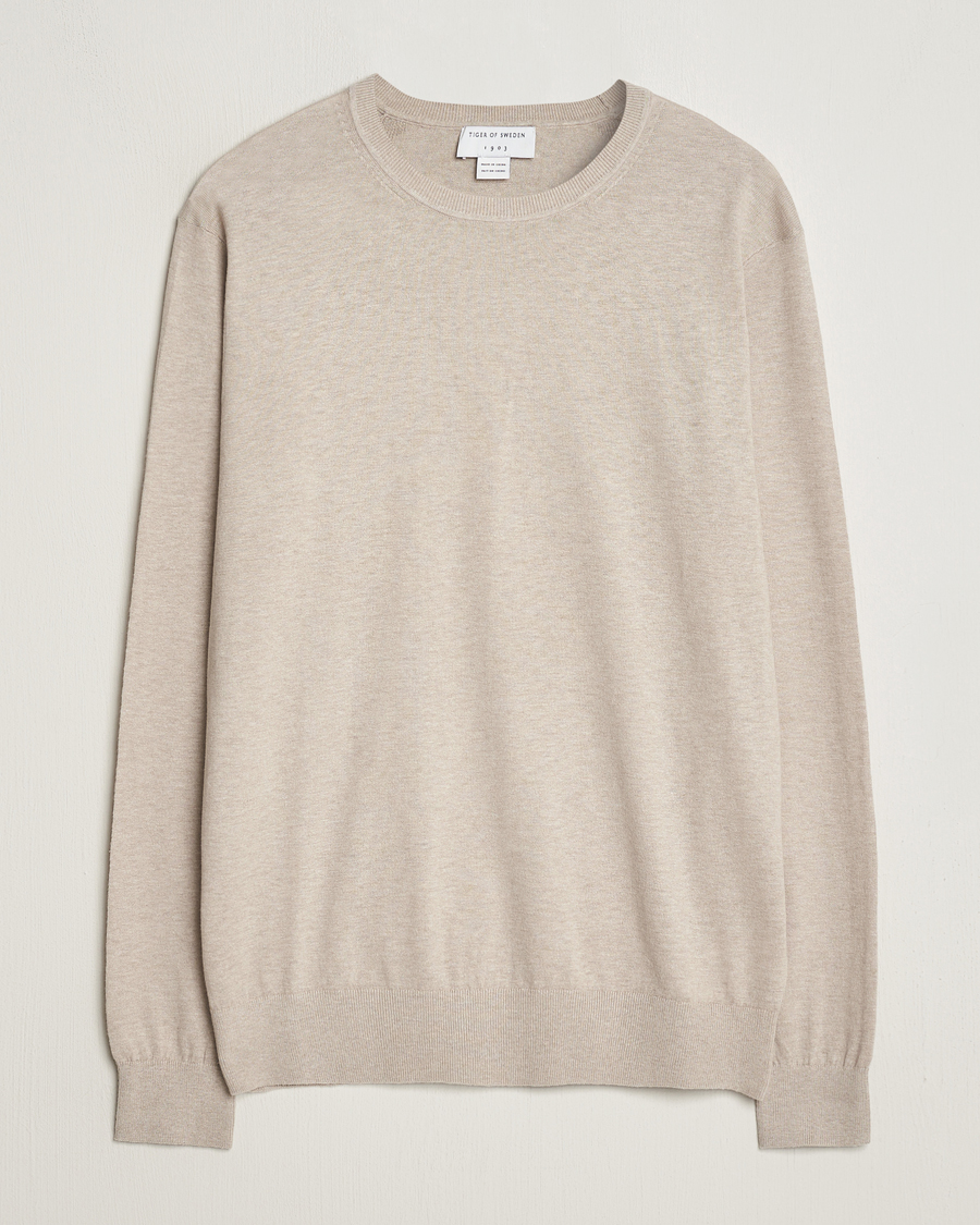 Herre | Gensere | Tiger of Sweden | Michas Cotton/Linen Knitted Sweater Soft Latte