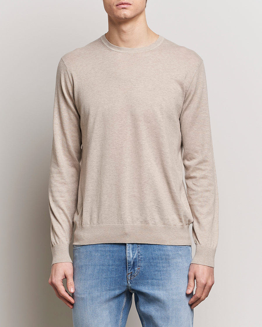 Herre | Gensere | Tiger of Sweden | Michas Cotton/Linen Knitted Sweater Soft Latte