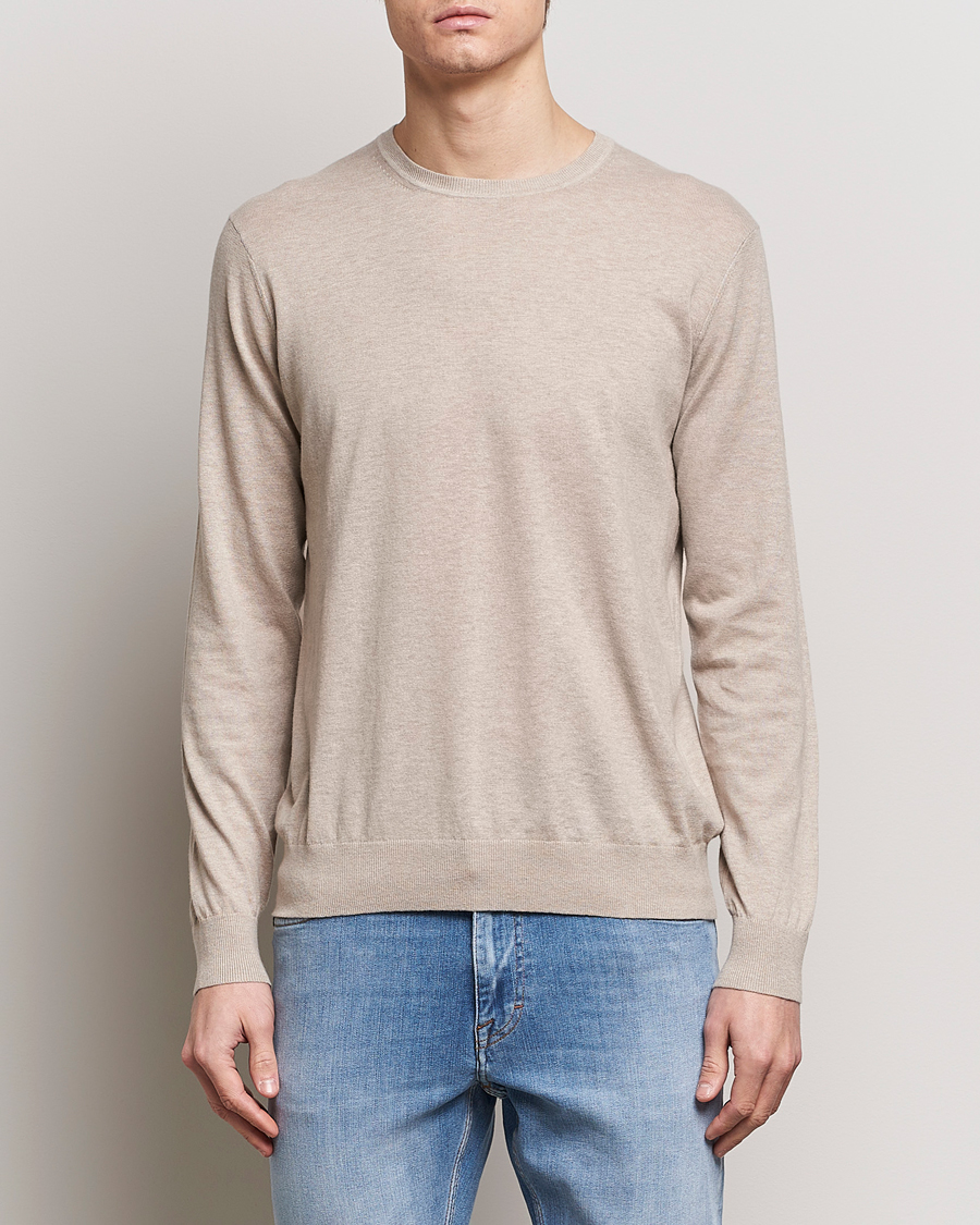 Herre | Pullovers rund hals | Tiger of Sweden | Michas Cotton/Linen Knitted Sweater Soft Latte