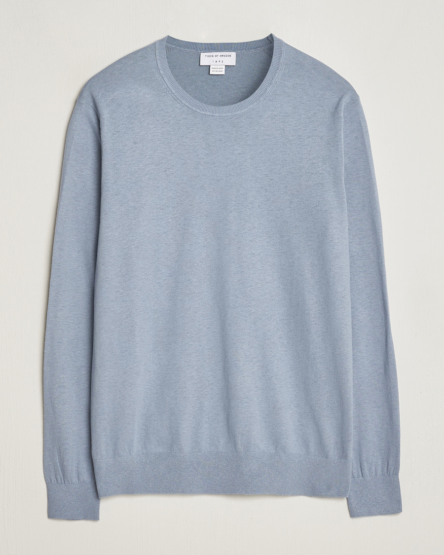 Herre | Gensere | Tiger of Sweden | Michas Cotton/Linen Knitted Sweater Polar Blue