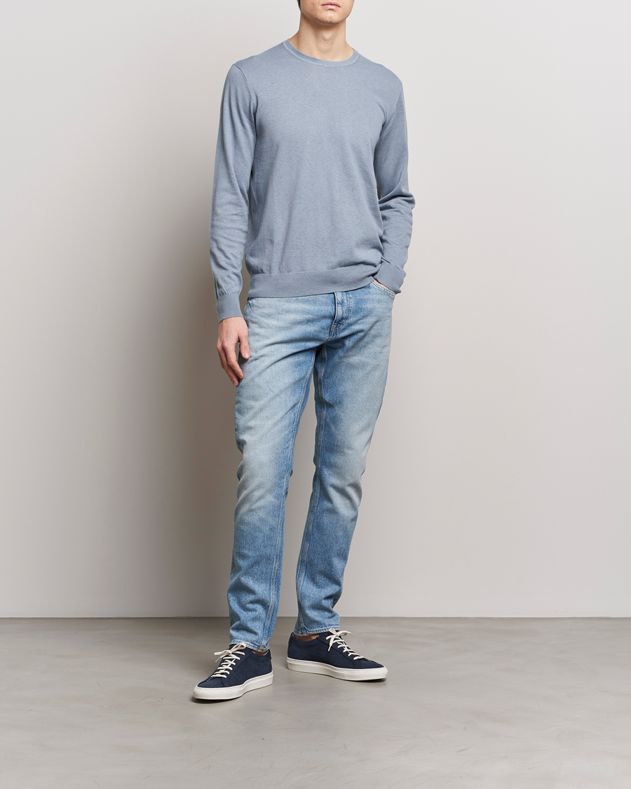 Herre | Gensere | Tiger of Sweden | Michas Cotton/Linen Knitted Sweater Polar Blue