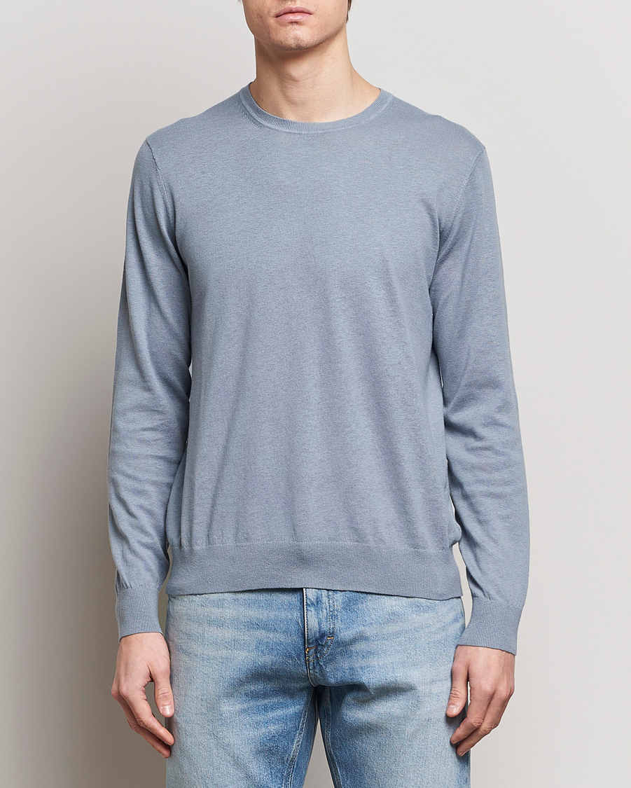 Herre |  | Tiger of Sweden | Michas Cotton/Linen Knitted Sweater Polar Blue