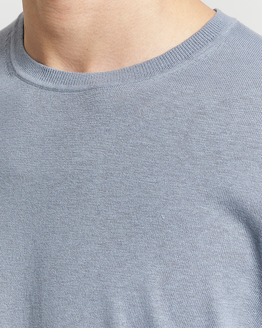 Herre | Gensere | Tiger of Sweden | Michas Cotton/Linen Knitted Sweater Polar Blue