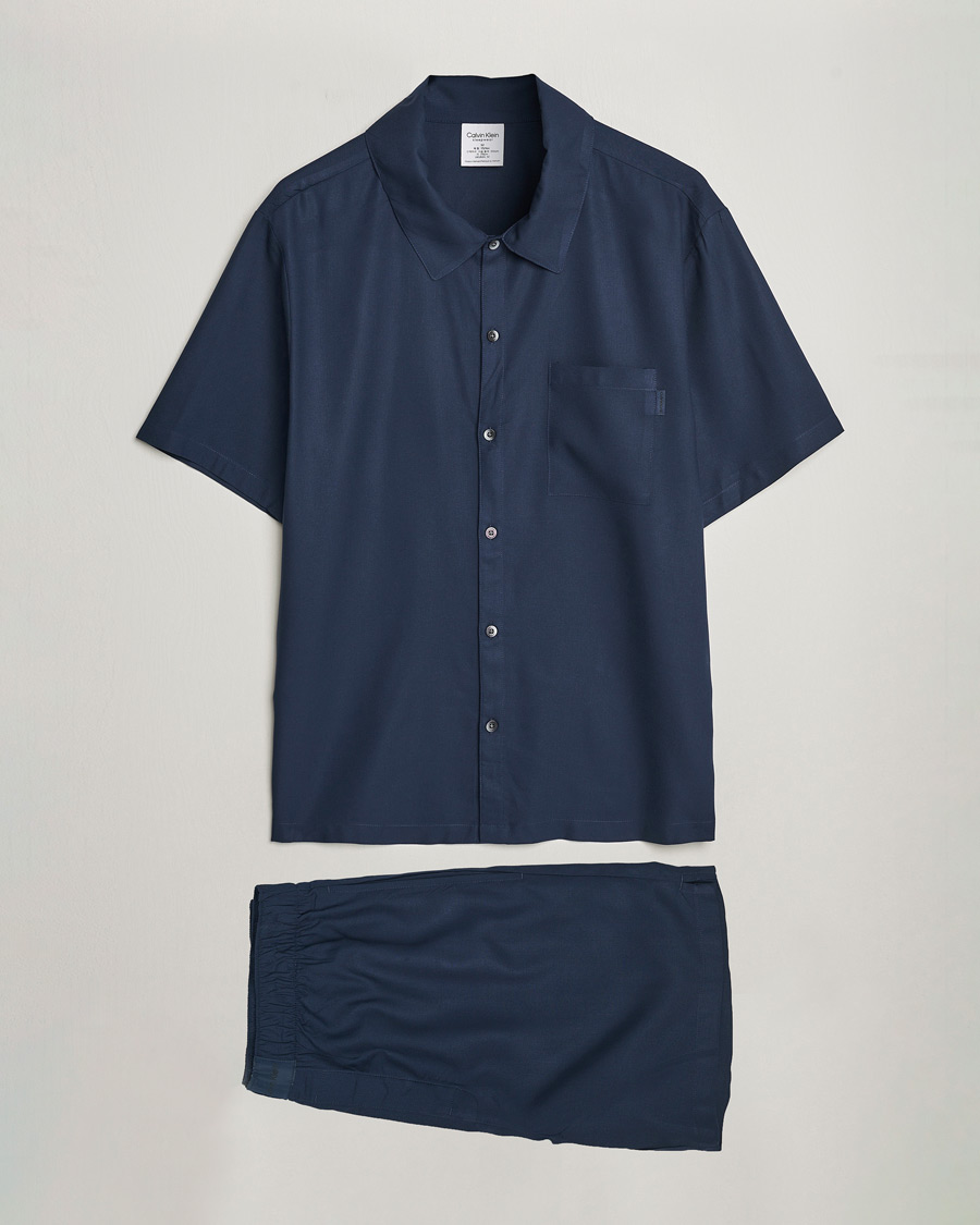 Herre | Pyjamaser og badekåper | Calvin Klein | Viscose Short Sleeve Pyjama Set Blue Shadow