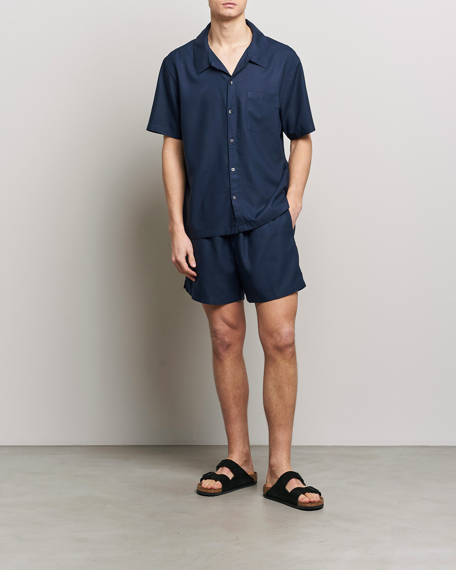 Herre | Pyjamaser og badekåper | Calvin Klein | Viscose Short Sleeve Pyjama Set Blue Shadow