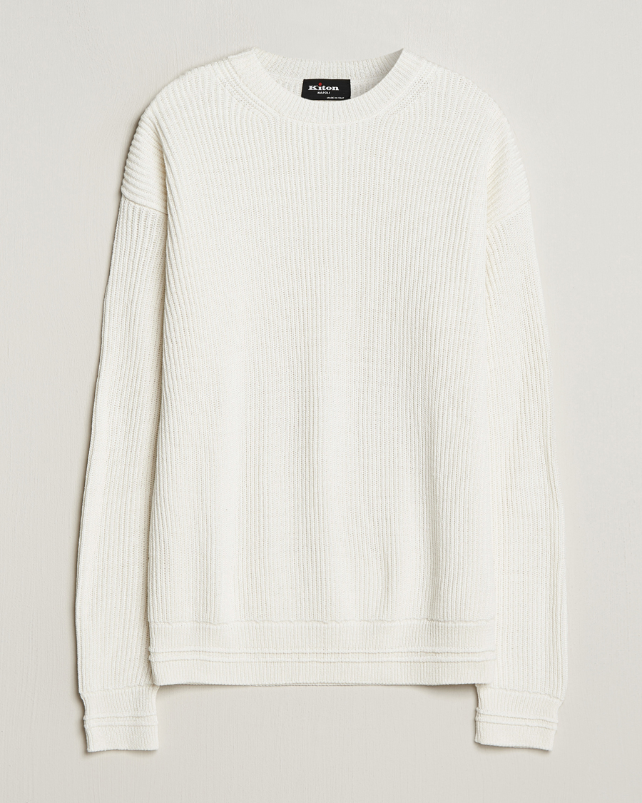 Herre | Gensere | Kiton | Cotton/Silk Rib Pullover Off White