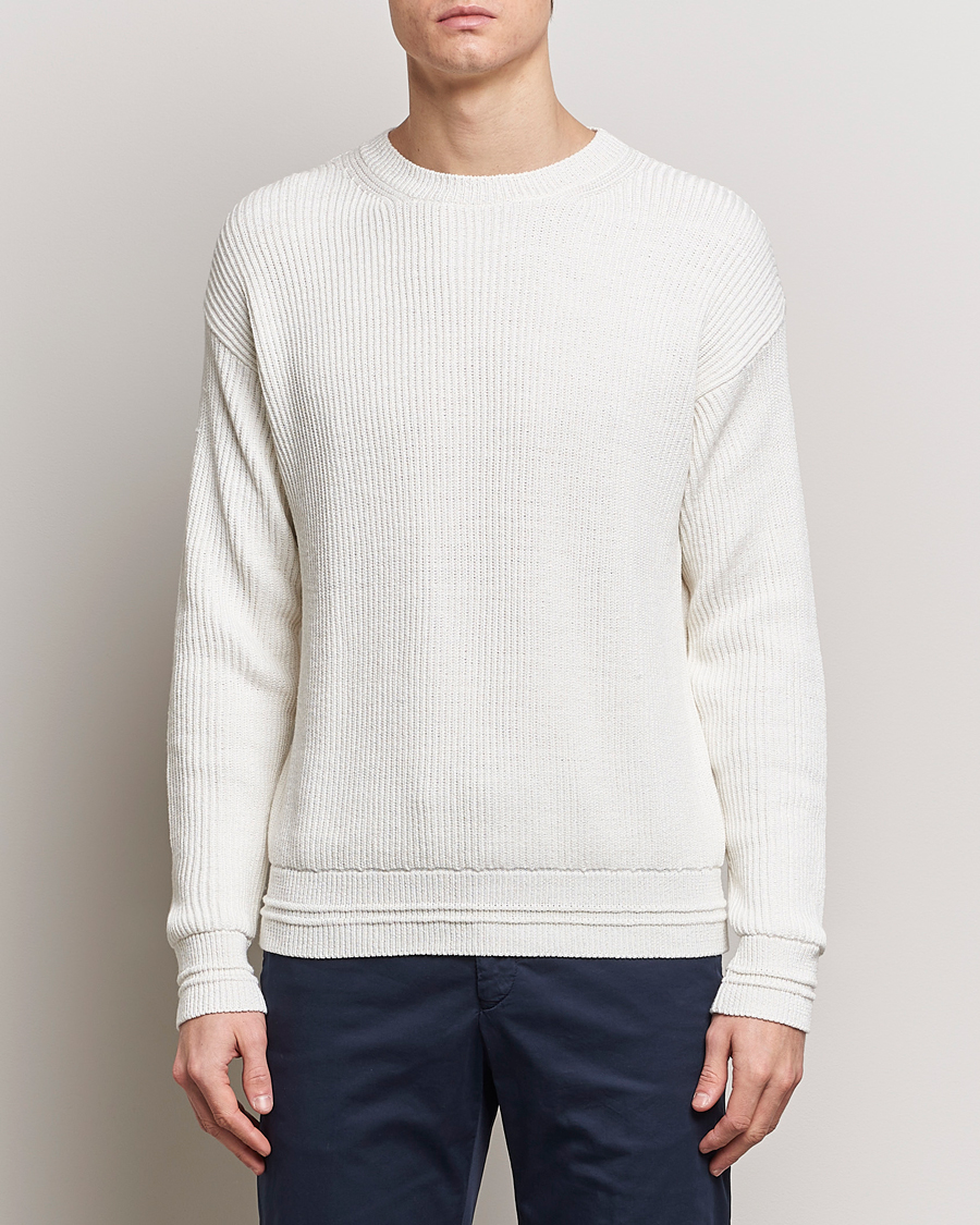 Herre | Italian Department | Kiton | Cotton/Silk Rib Pullover Off White